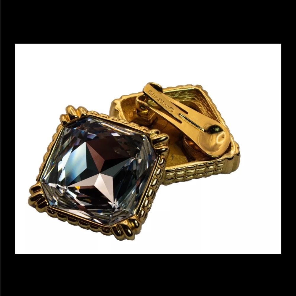 Christian Dior Vintage Headlight Stud Earrings Rare Fashion Jewelry - Picture 2 of 3